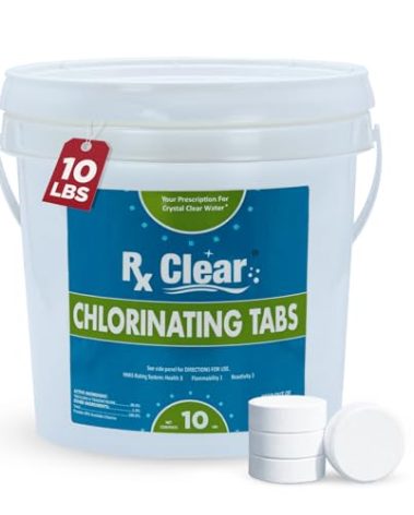 Rx Clear 3" Inch Chlorine Tabs | 10 Pounds | Individual Stabilized Chlorinating Tablets for Sanitizing Swimming Pools | Long Lasting, Slow Dissolving, and UV Protected