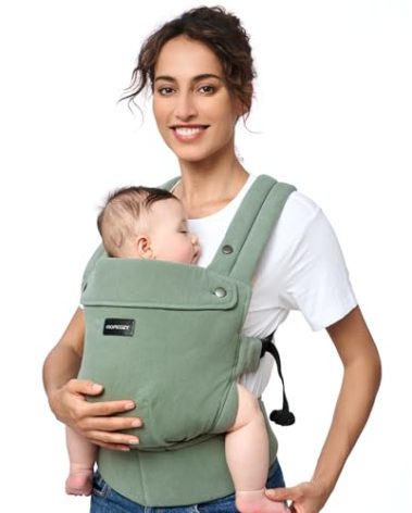 Momcozy Baby Carrier with Natural Cotton Linen, Built to Last, Ergonomic Design, 7-44lbs for Infant and Toddler, Lightweight and Comfortable, Hands-Free for Moms&Dads, Sage Green