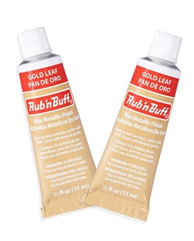 AMACO Rub n Buff Wax Metallic Finish - 2 Rub n Buff Gold Leaf 15ml Tubes - Versatile Gilding Wax for Finishing Furniture Antiquing and Restoration - Rub and Buff Colors Set of Two