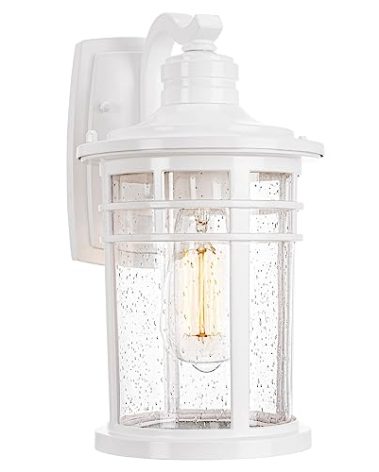 Darkaway Outdoor Porch Lights Wall Mount, Outdoor Light Fixtures Sconces Wall Lighting with Seeded Glass Waterproof Exterior Lights for Patio Yard House Hallway Doorway Garage(1 Pack, White)