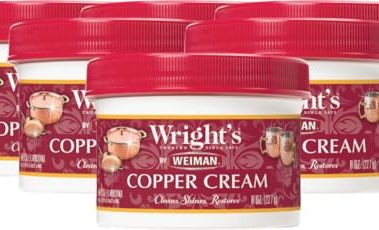 Wright's Copper and Brass Cream Cleaner - Gently Cleans and Removes Tarnish Without Scratching, 8 Ounce (Pack of 6)