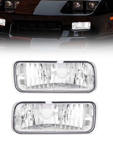HECASA Pair Front Bumper Turn Signal Light Compatible with 1985-1992 Chevy Chevrolet Camaro Replacement for GM2520165 GM2521165 Turn Signal Lamp Driver & Passenger Side Clear Lens