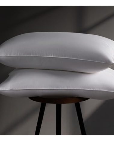 DOWNSTORIA Luxury Feather Down Pillow King Size Set of 2 Pack, 100% Cotton Hotel Collection Bed Pillows for Sleeping, Down Surrounded Soft Medium Firm Pillows for Side Back Stomach Sleepers 20" x 36"