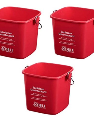 Noble Products Small Red Sanitizing Bucket - 3 Quart Cleaning Pail - Set of 3 Square Containers, Plastic