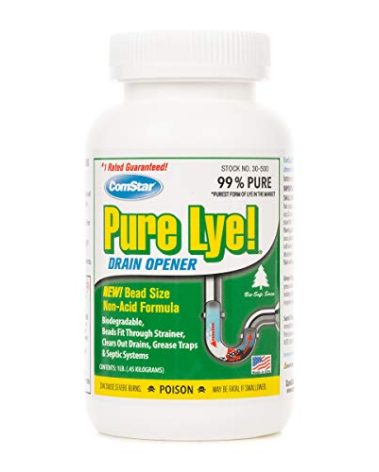 ComStar Pure Lye | 99% Pure Sodium Hydroxide Beads | Eco-Friendly, Industrial Strength, Biodegradable Drain Opener | Safe on Fixtures | Static-Free, Unique Beads for Soap Making | 1 lb. (30-500)