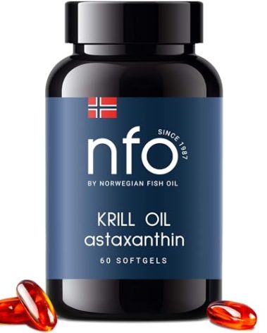 NFO Omega Krill Oil - Dual Marine Complex + Natural Antioxidant Astaxanthin | with Phospholipids | Premium Norwegian Formula 60 Capsules