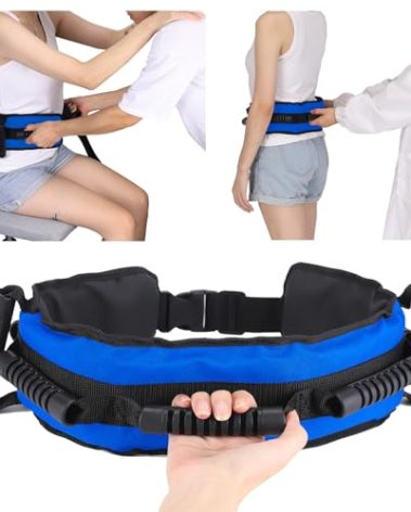 Gait Belt for Seniors, Transfer Belt with 7 Nylon Padded Handles, FSA HSA Eligible, Medical Belt for Lifting Patients, Safety Gait Belt for Elderly Easy to Use Quick Release Buckle(Blue)