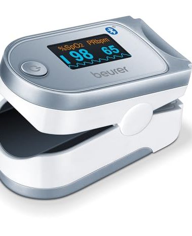 Beurer Bluetooth Digital fingertip Pulse Oximeter, Blood Oxygen Saturation & Pulse Rate Monitor with Accessories, 1 Count