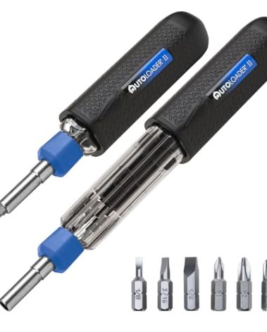 Screwdriver Multi Tool Magnetic | Multi-Bit Auto Loading Barrel Patented | Ergonomic Anti-Roll Handle With Rotating Collar | Industrial High-Grade Bits | Award Winning Design