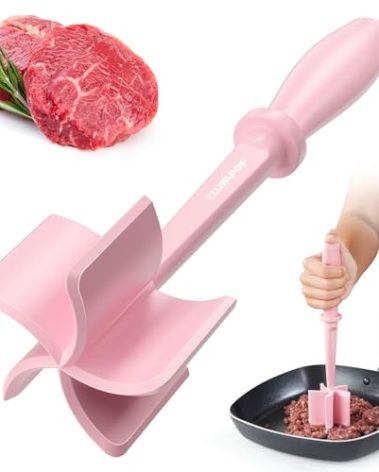 Upgrade Meat Chopper, Heat Resistant Meat Masher for Hamburger Meat, Ground Beef Smasher, Nylon Hamburger Chopper Utensil, Ground Meat Chopper, Non Stick Mix Chopper, Mix and Chop, Potato Masher Tool
