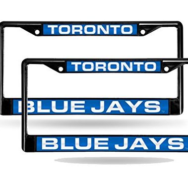 Toronto Blue Jays MLB Black Metal Laser License Plate Frame - Set of 2 Frames