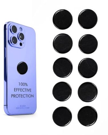 Shungite Stickers for Cell Phone Protection in Bulk | 10 Authentic Shungite Sticky Plates for Smartphones | Crystal Cell Phone Round Plates Set S245