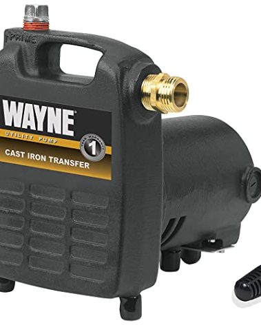 WAYNE PC4 1/2 HP Cast Iron Portable Electric Water Transfer Pump, Black - Removes or Transfers Up To 1,600 Gallons Per Hour