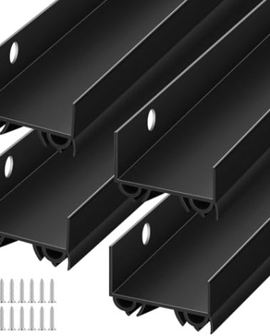 Lineshading 4 Sets Door Sweep Plastic PVC 1 3/4" x 36" Slide on Bottom Exterior Door Seal Strip for Weather Stripping Draft Stopper (Black)