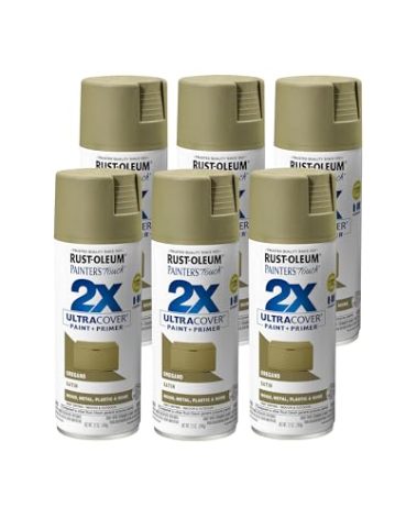 Rust-Oleum 334077-6PK Painter's Touch 2X Ultra Cover Spray Paint, 12 oz, Satin Oregano, 6 Pack