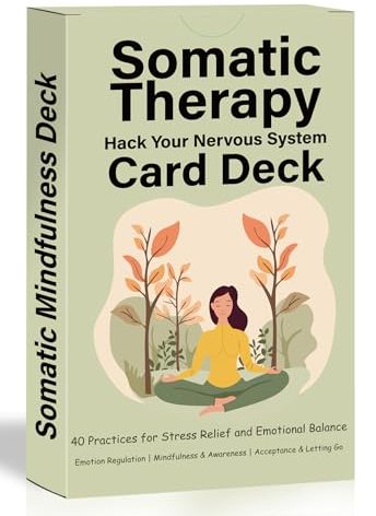 Somatic Therapy Hack Your Nervous System Card Deck - 40 Meditation Mindfulness Breath Cards with Simple Practices, Coping Skills Cards for Nervous System Regulation to Relieve Stress - 3.9”x5.9”