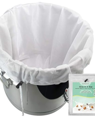 Bellamei Brew Bags Extra Large Reusable 2 Pack 250 Micron Fine Mesh Bag for Fruit Cider Apple Grape Wine Press Drawstring Straining Brew in a Bag (2 pack-22"×26")