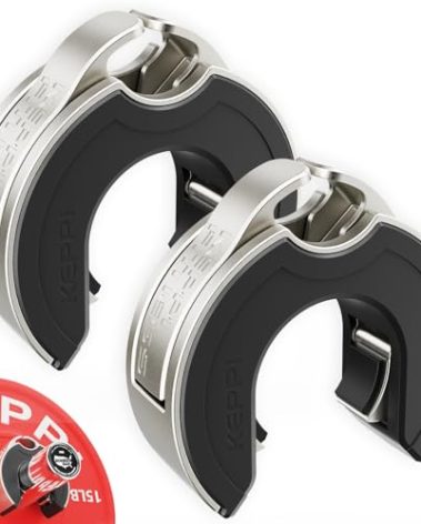KeppiFitness Barbell Clamps, 2-Inch Aluminum Barbell Clips with Magnetic Storage, Fast Locking & Removal - OPENCOLLAR (Silver,Black)