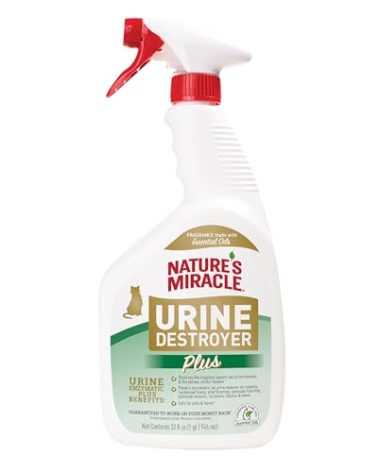 Nature’s Miracle Urine Destroyer Plus Cat, 32 Ounces, Enzymatic Formula, Ready-to-Use
