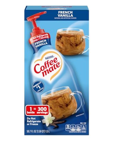 Nestle Coffee Mate Coffee Creamer, French Vanilla, Concentrated Liquid Pump Bottle, Non Dairy, No Refrigeration, 50.7 oz