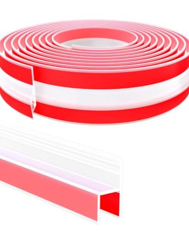 Raycity 10 Feet Shower Door Side Seal Strip - for 3/8" (10mm) Frameless Glass Door Seal Strip Transparent Silicone Waterproof Shower Sweep - Suitable for Bathroom Frameless Glass Door