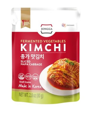 JONGGA Spicy Napa Cabbage Kimchi – (Pack of 8), Shelf-Stable Korean Fermented Kimchi, Authentic Spicy Pickled Cabbage, Probiotic-Rich, Perfect for Ramen, Rice & Stir-Fries (Orginal)