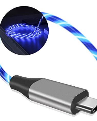 USB C Cable, 3A LED Light Up Fast Charger Charging Cords Type C Cable Compatible with Samsung Galaxy S21 S20 S10 S10E S9 S8 Plus Note 20 10 9 8, LG G8 and More (Blue, 6ft)