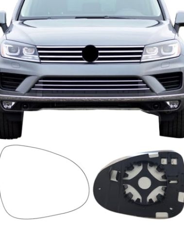 Passenger Side Mirror Replacement Glass for Volkswagen VW Touareg 2011-2017,Backing Plate Power Heated Right Side View Mirror Glass for Volkswagen VW Touareg 2011 2012 2013 2014 2015 2016 2017