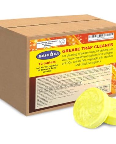 'Beseder grease trap cleaning tablets for grease decomposition, grease trap treatment and odor removal from grease trap containers (in 1 box with 12 tablets)