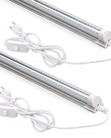 Barrina LED Shop Lights 2FT, 20W 3000LM 5000K, T8 LED Light Fixture, Clear Cover, Ceiling and Utility Shop Light, Linkable Tube Lights for Room, Garage, Workbench, Warehouse, 2 Packs