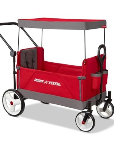 Radio Flyer Wagon for Kids, Baby Stroller, Outside Toys for Toddlers 1-3, Rolling Cart, Beach Cart with Wheels, Convertible Stroller Wagon for Kids Ages 1+ Years, Red