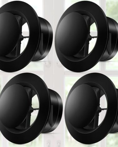 Baquler 4 Pcs 6 Inch Vent Covers, Soffit Vent ABS Adjustable, Soffit Vents 6 Inch Round Ceiling Air Diffuser for Living Room Closet Bathroom Indoor Ventilation Use, Black
