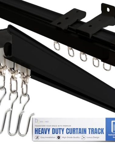 Jos & Haz Ceiling Curtain Track Set – 3ft-13ft / 4 Meter – Premium Heavy Duty Curtain Track, Ceiling Mount and Wall Mount for Room Divider, Living Room, Bedroom, Office