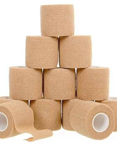 12 Pack Self-Adhesive Bandage Wrap - 2 Inches x 5 Yards - Elastic Self Adherent Cohesive Wrap Bandage - Breathable Athletic Tape for Wrists, Knee, and Ankle - First Aid Sports Wrap - Brown