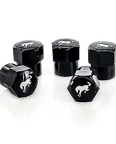 Ford Bronco Black Plastic Tire Valve Stem Cap Covers (Pack of 5)