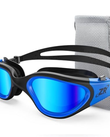 ZIONOR Swim Goggles, Upgraded G1 Polarized Swimming Goggles UV Protection Anti-fog Adjustable Strap for Men Women Adult Indoor or Outdoor (Polarized Mirror Blue Lens)
