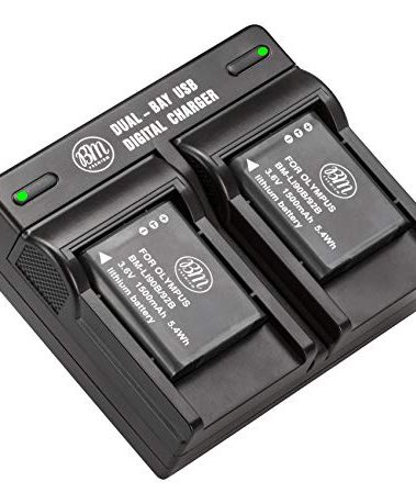 BM Premium 2 LI-90B, LI-92B Batteries and Dual Battery Charger for Olympus Tough TG-6, TG-5, TG-Tracker, Tough SH-1, SH-2, SP100 IHS, Tough TG-1 iHS, TG-2 iHS, TG-3, TG-4, SH-50, SH-60, XZ-2 iHS