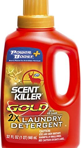 Scent Killer Gold Scent Free Laundry Detergent for Hunting Gear with Power Boost Plus Odor Eliminator, 32 Fluid Ounces