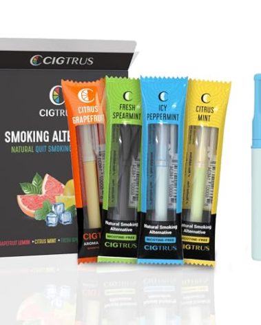 Cigtrus Quit Smoking Aid – Natural Smokeless Inhaler – Non-Electric, Nicotine-Free & Travel-Safe – Helps Reduce Cravings, Replace Bad Habits & Support Lung Detox – 4-Flavor Variety Pack