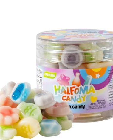 Halfoma Wax Bottle Chewable Candy, with Various Fruit-flavored Syrups in the Middle, Canned, 50g, 25candies