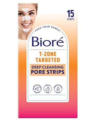 Bioré T-Zone Blackhead Remover Strips, Deep Cleansing Pore Strips, (5 Nose + 5 Face + 5 Chin Strips), Instant Pore Unclogging for the T-Zone Area, 15 Count