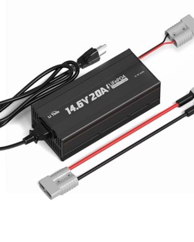 LiTime 12V 20A Lithium Battery Charger 14.6V LiFePO4 Battery Charger AC-DC Smart Charger with Anderson Connector LED Indicator Special for Lithium LiFePO4 Deep Cycle Rechargeable Batteries of Boat, RV