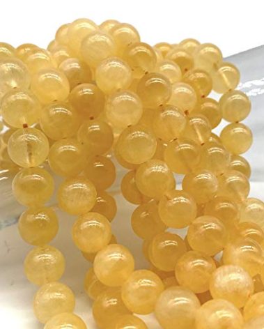 ABCGEMS Moroccan Golden Sunset Selenite Beads AKA Honey Calcite (Gorgeous Color- Mohs Hardness 4) Crystal Chakra Energy Healing Stone DIY Jewelry Making Smooth Round 10mm