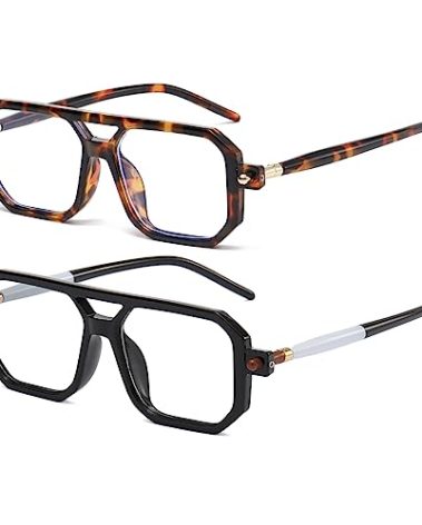 JOVAKIT Fashion Square Blue Light Glasses for Men Women Square Aviator Glasses Style Computer Eyeglasses Anti Eyestrain (Tortoise+Black&White)