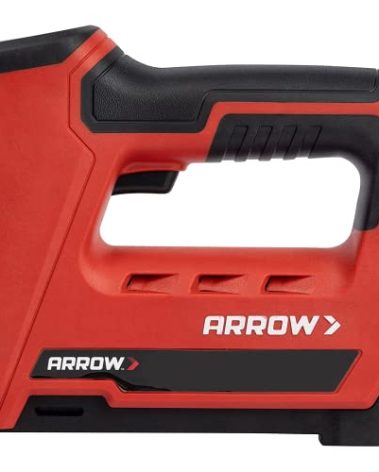 Arrow ET501C Cordless 5-In-1 Professional Staple and Nail Gun, Battery Powered Wire Stapler and Brad Nailer for Upholstery, Framing, Roofing, Crafts, Fencing, Cable, Black/Red