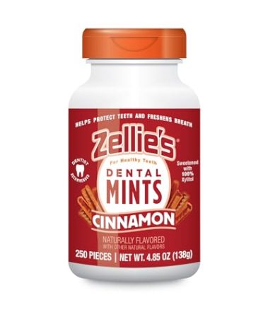 Zellie's | 100% Xylitol Cinnamon Breath Mints | No Aspartame, Gluten Free, Vegan & Kosher Mints (250 Count - Pack of 1)
