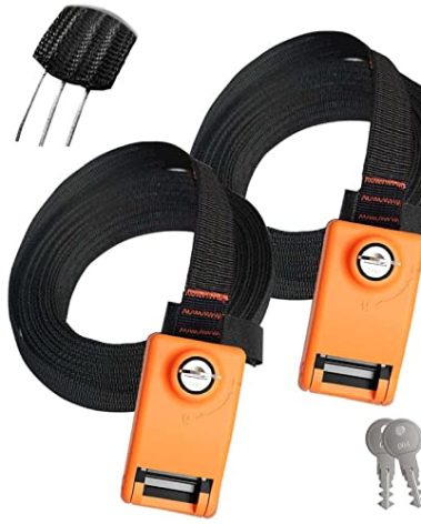Lovinouse 2025 Upgraded 2 Pack Lockable Tie Down Strap, with 3 Stainless Steel Cables, for Lashing Locking Kayak, Bike, Surfboard, 10 Feet Each