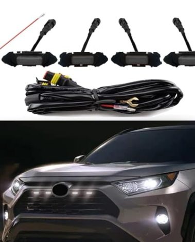 LED Grille Lights Compatible with Toyota RAV4 2019 2020 2021 2022 2023 2024 Front Grille Lights for Rav4 Accessories Hybird LE XLE SE XSE Limited (White)