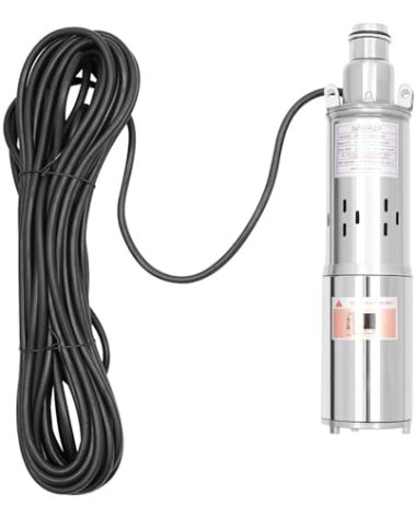 Deep Well Submersible Pump DC 12V 180W Electric Solar Powered Water Pump, 5.3 GPM Flow, 82ft Lift, Farm Ranch Irrigation Submersible Bore Hole Deep Well Pump