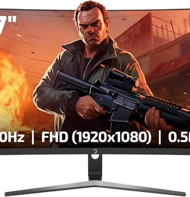 GAMEPOWER T50 27 Inch 1500R Curved Gaming Monitor, 200Hz 1080p Display, Full HD, 0.5ms Response Time, VA Panel, FreeSync, HDR, 125% sRGB, RGB Backlight, Dual Speakers, Zero Frame, HDMI/DP
